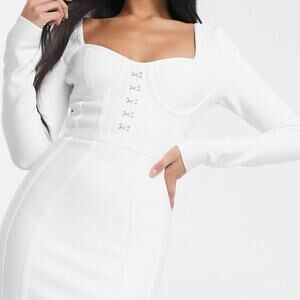 Band of Stars Bodycon Dress White Sweetheart Neck Party Cocktail NWT